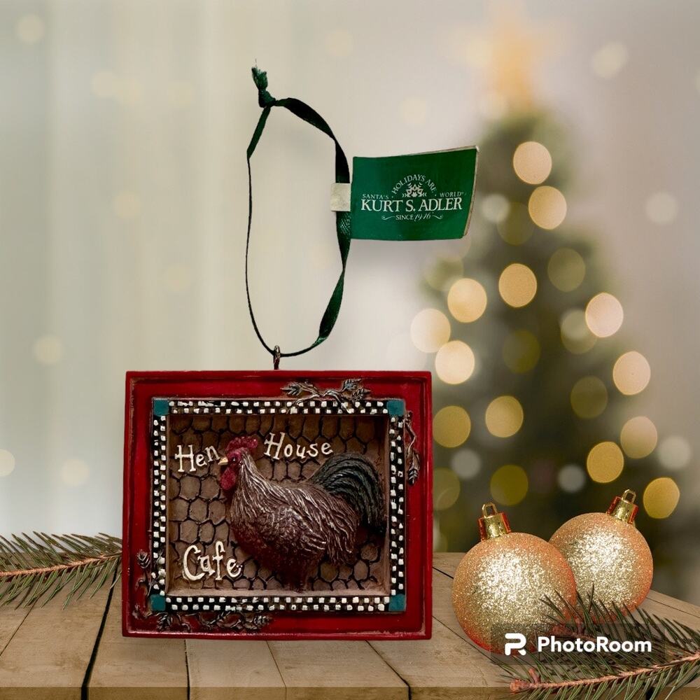 Kurt S Adler Santa's World Hen House Cafe Chicken Holiday Christmas Ornament